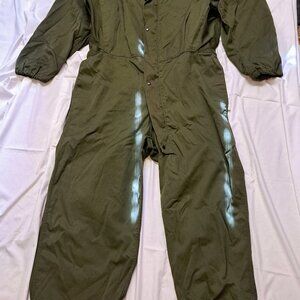 Men's Mechanics Military Green Full Zip and Snap Coveralls Size L